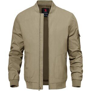 Men's Lightweight Stylish A1-khaki Casual Golf Varsity Bomber Jackets  Zip Up